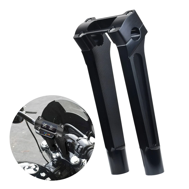 Goldfire Straight One Piece Handlebar Risers Suit For Harley M8 Softail Street Bob 2018 2019 2020 2021 (Black, 10")