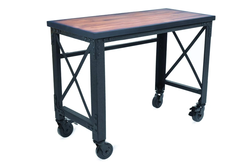 Duramax Rolling Industrial Worktable Desk with solid wood for Home, Office, Garage, Workshop and more, Heavy duty reinforced Multipurpose Rolling table furniture, 150 Kg capacity, 117 x 61 x 94 cm