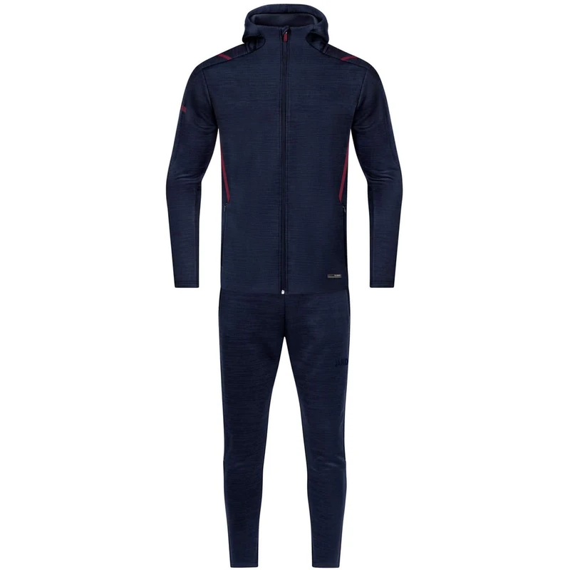 JAKO Unisex Kid's Challenge Tracksuit with Hood, Mottled Navy/Maroon, 128