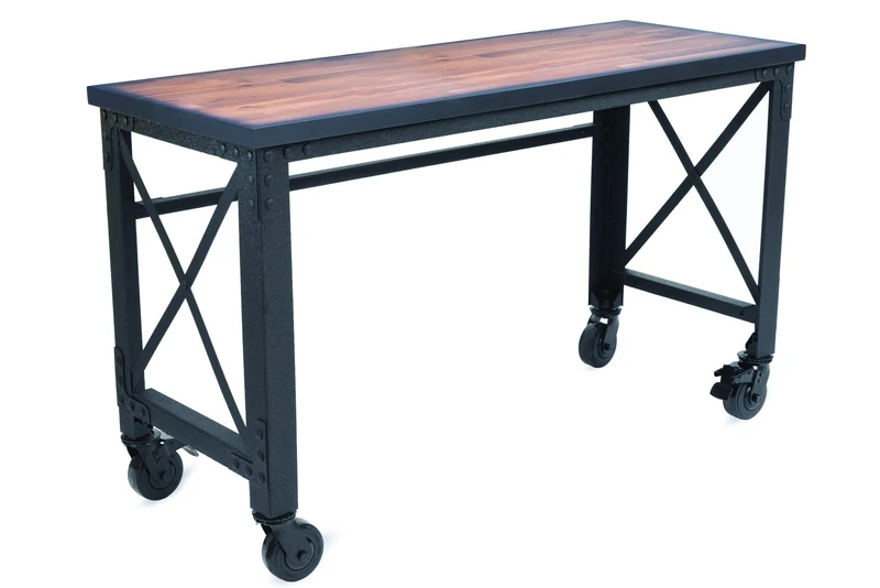 Duramax Rolling Industrial Worktable Desk with solid wood to for Home, Office, Garage, Workshop and more, Heavy duty reinforced Multipurpose Rolling table furniture, 150 Kg capacity, 158 x 61 x 94 cm