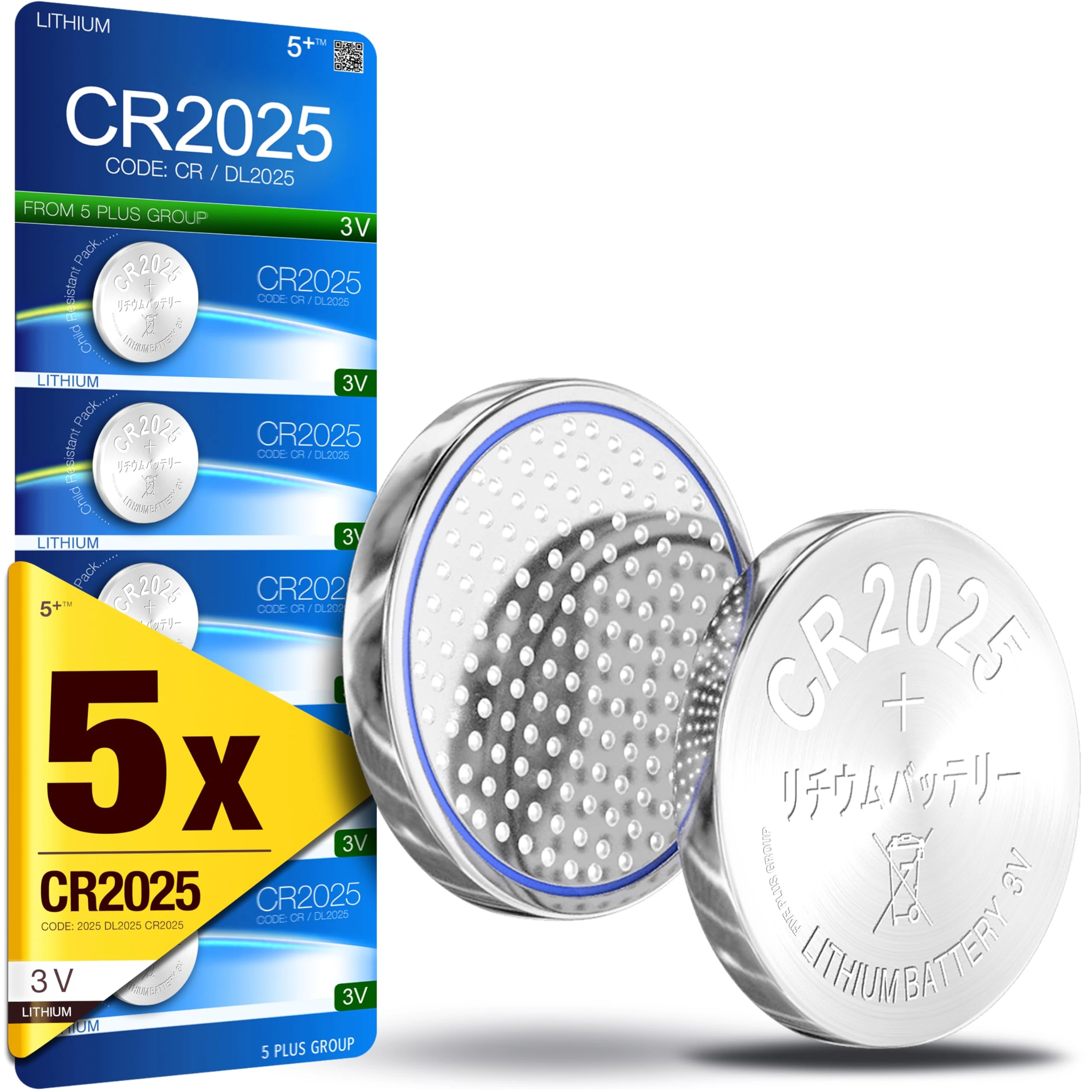 5Plus 5 Pcs CR2025 DL2025 3V Lithium Battery CR 2025 Coin Cell Button Suitable for Use in Keyfobs, Scales, Toys, Led lights, wearables and medical devices, car keys