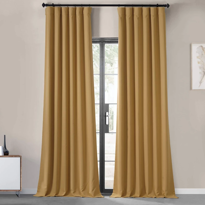 HPD HALF PRICE DRAPES 100% Blackout Curtains for Bedroom & Living Room 50 X 108 Performance Woven Solid Thermal Insulated Window Curtain (2 Panels), PWBO-201303-108, Chesapeake Gold