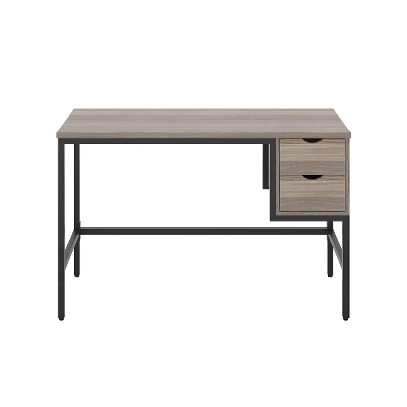 Office Hippo Industrial Grey Oak Desk with 2 Drawers, SoHo Style, 120 x 48 x 77 cm, Perfect for Home Office, Studying, or Computer Use