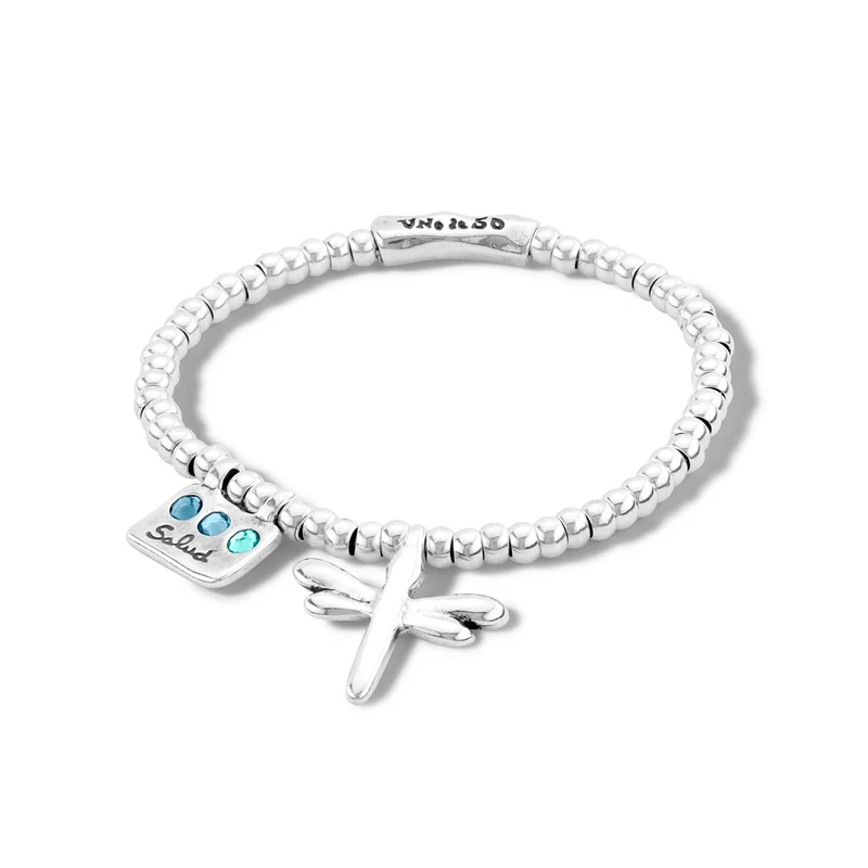 UNO DE 50 Bracelet Elástica in Alloy of Metal Plated in Silver of Sterling with Mensaje Salud- Min Perimeter 17,5