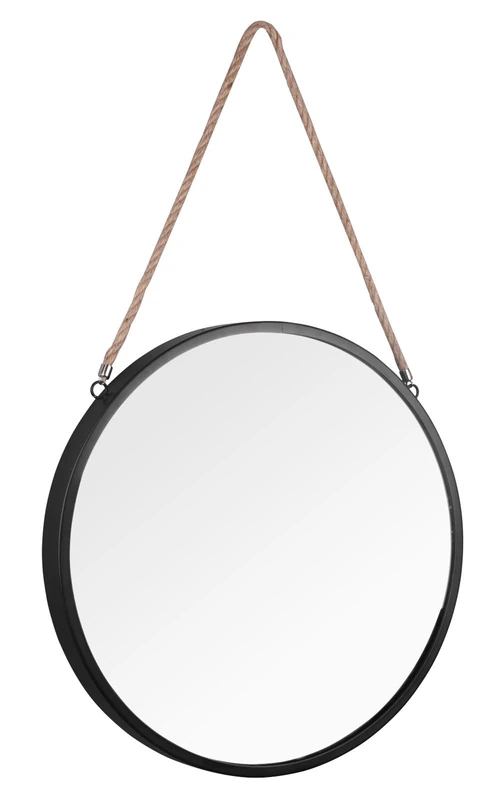 Mirrors and More Taira 81490102 Decorative Mirror Metal Black with Rope for Suspension