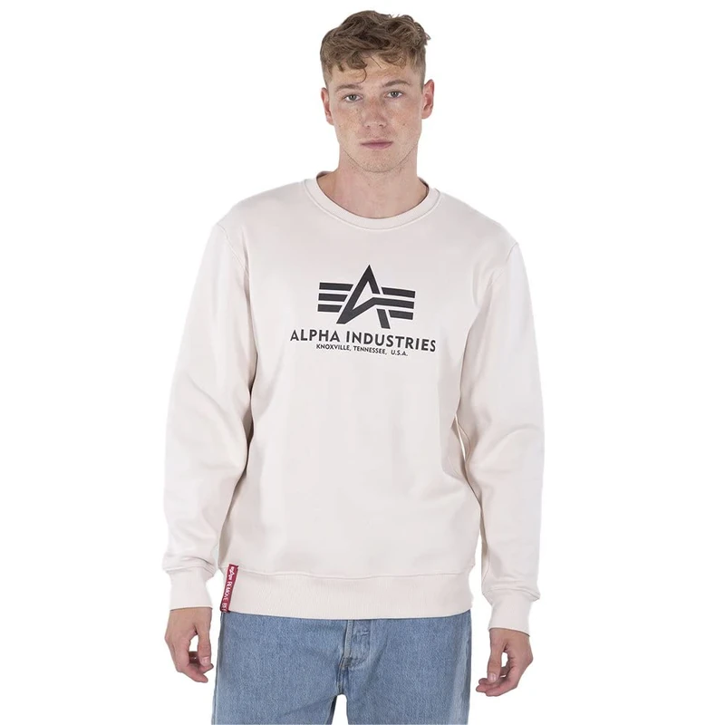 Alpha Industries Basic Sweater Sweatshirt for Men Jet Stream White