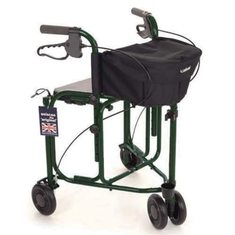 NRS Healthcare Uniscan Triumph 4 Wheeled Rollator with Bag and Seat, Green, Large