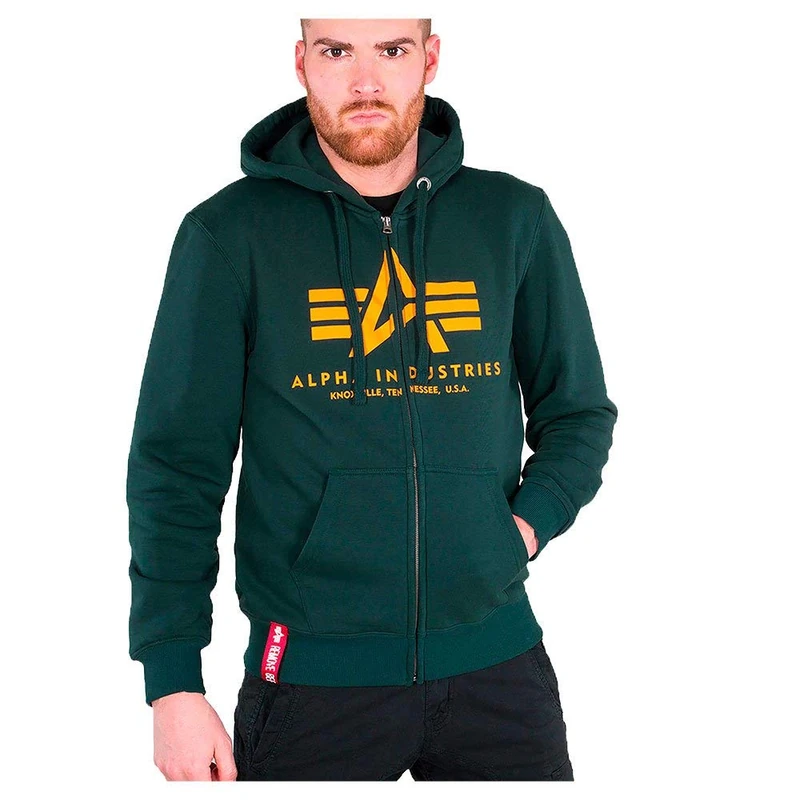ALPHA INDUSTRIES Basic Zip Men's Hoodie, Dark Petrol, 4X-Large