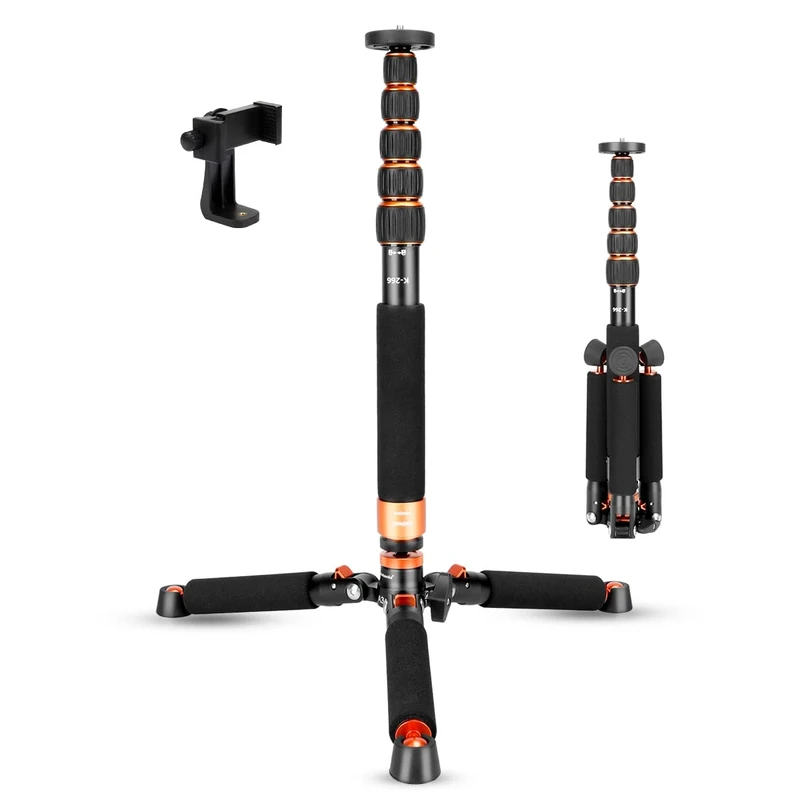 Koolehaoda Camera Monopod with Mini Tripod Base 46-177cm/18-69in Portable Compact Travel Monopod Aluminum Alloy, Leg Diameter Φ28mm, Up to 6kg /13lbs