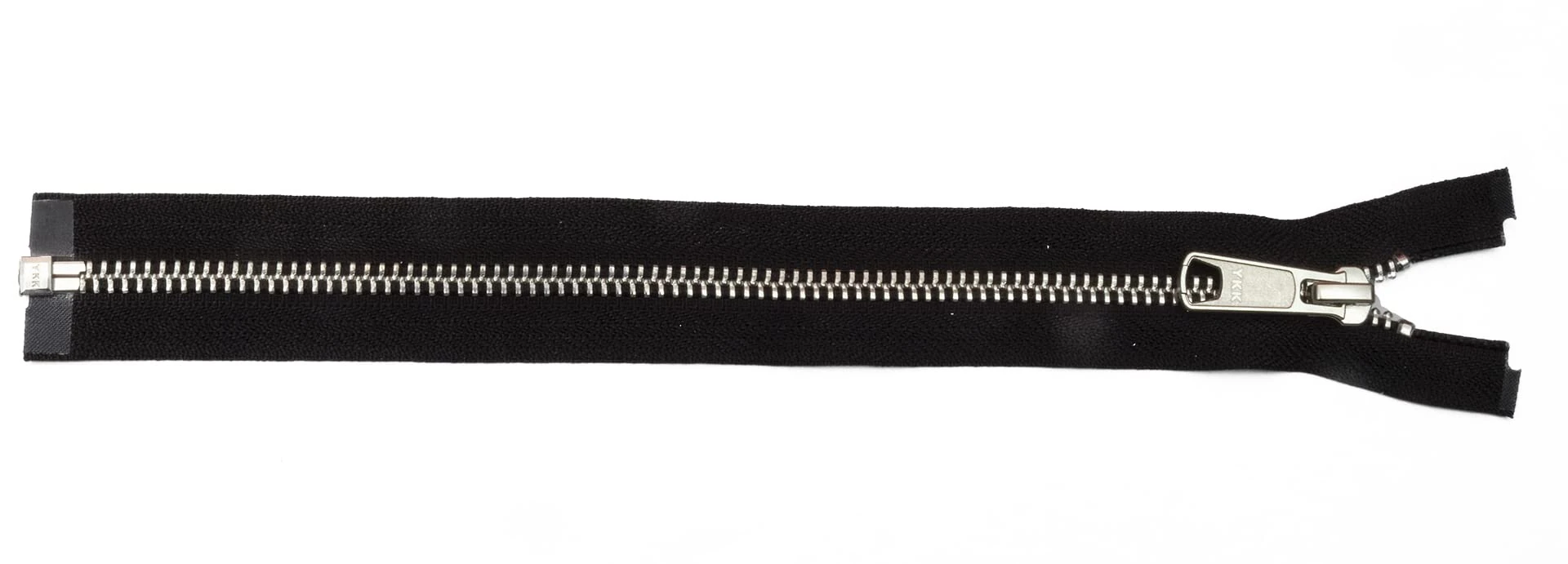 YKK Open Ended Metal Silver Zip. 8, 9, 10, 11, 12, 15, 20, 22, 24, 26 inch. Width No 5. (12 inch)