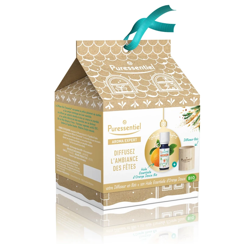 Puressentiel My Wooden Diffuser Kit For Unisex 2 Pc 0.3oz Organic Essential Oil - Sweet Orange, 1 Pc Wooden Diffuser - Image 1