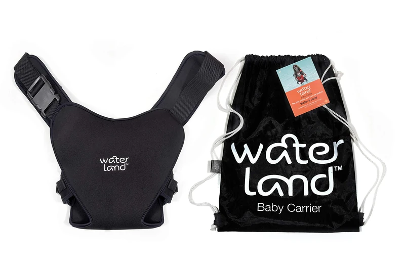 WaterLand Baby Carrier Innovative Carrier Seat for Water and Land Black - Waterproof Chest Strap for Toddlers with Adjustable Straps, Lightweight Carry Seat for Pool and Beach