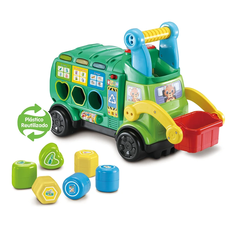 Vtech - Recycling Truck, Eco-Friendly Toy for Kids + 18 Months, Recycling Learning, Recycled Plastic Assembly - ESP Version (3480-541822)