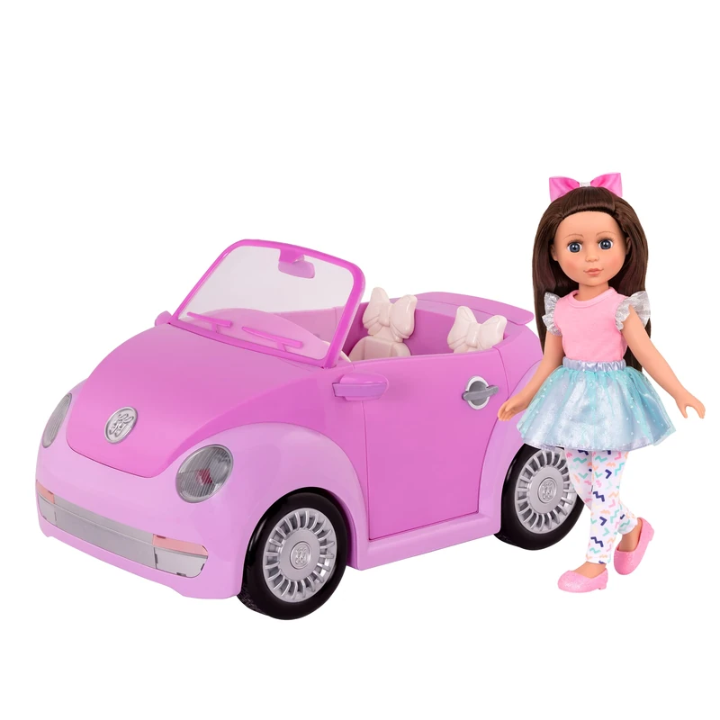 Glitter Girls – 14-Inch Poseable Doll & Purple Convertible Car – Rolling Wheels, Opening Doors, Trunk & Interior Storage – Toys, Clothes, and Accessories for 3+ Years - Candice & Car
