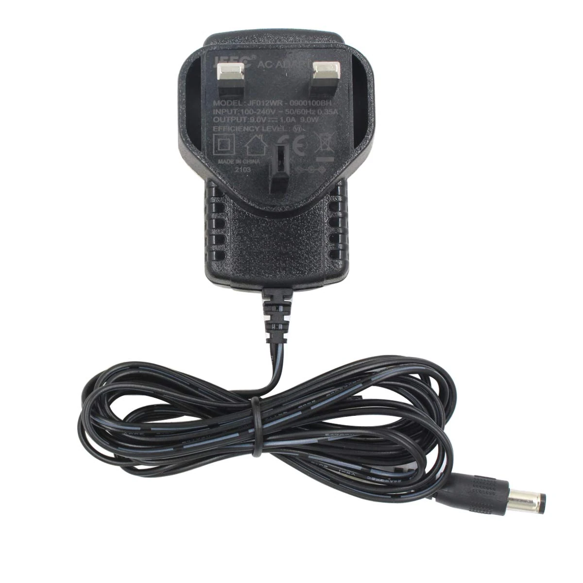 Security-01 9V 1A Power Supply Adapter, DC Jack Center Positive, Plug 5.5mm x 2.1mm, for Arduino UNO, Mega, Exercise Bike, Tapo Camera and more