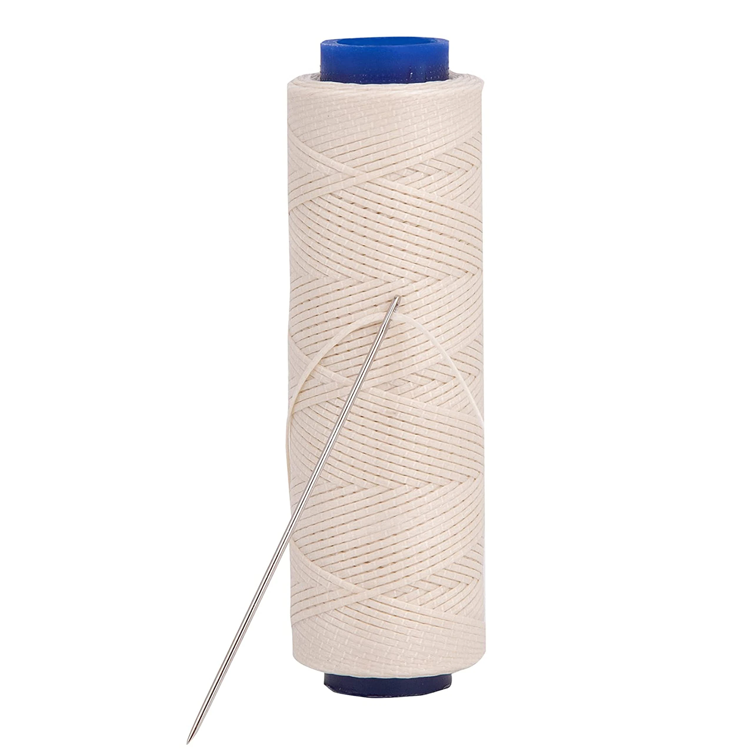 Shelver Waxed Thread, Strong Thread for Leather, Upholstery, Shoe, Bag, incl. Needle (Colour: Aspen Cream)