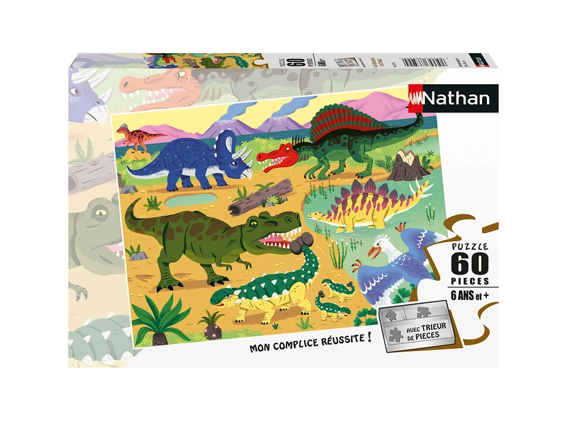 Nathan - Children's Puzzle - 60-Piece Puzzle - Cretaceous Dinosaurs - Ages 6 and Above - 86571 - Image 1