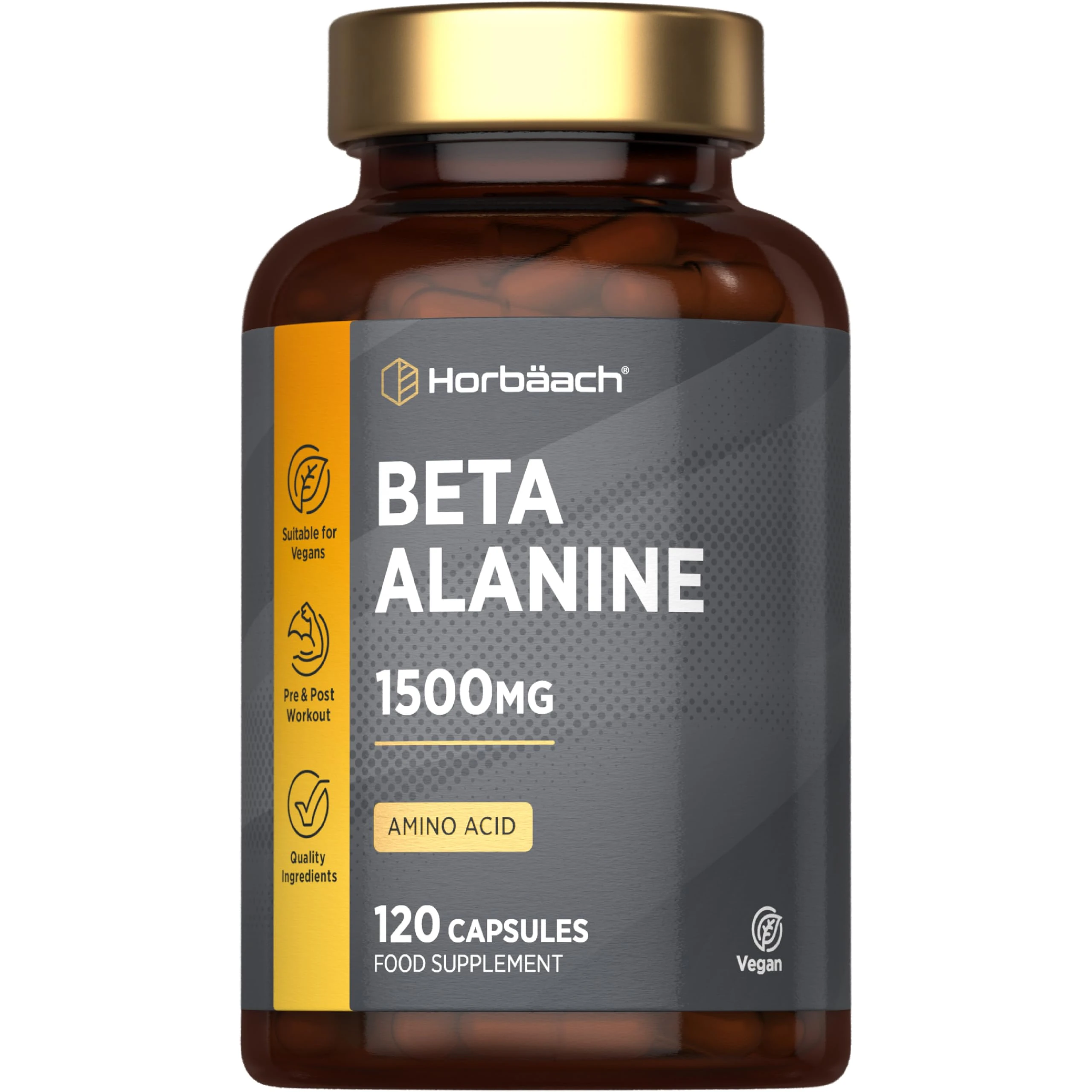 Beta Alanine 1500mg | 120 Vegan Capsules | Premium Amino Acid Supplement for Men & Women | by Horbaach