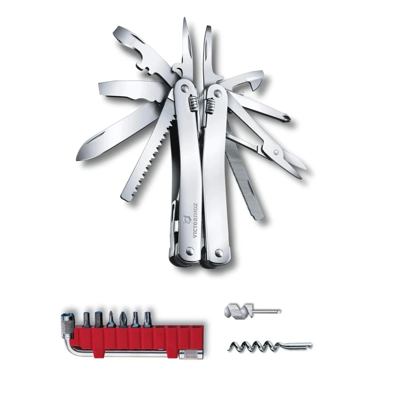 Victorinox Multi Tool Swiss Tool Spirit X Plus, 35 Functions, Swiss Made, Multi Tool with Locking Blade, incl. Leather Case, Silver - Image 1