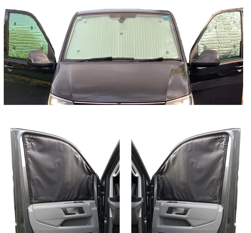 Window Blind Kit Compatible With Nissan Interstar (Second Generation) (Years 1997-2010) (Front Set) With Backing Colour in Charcoal, Reversible