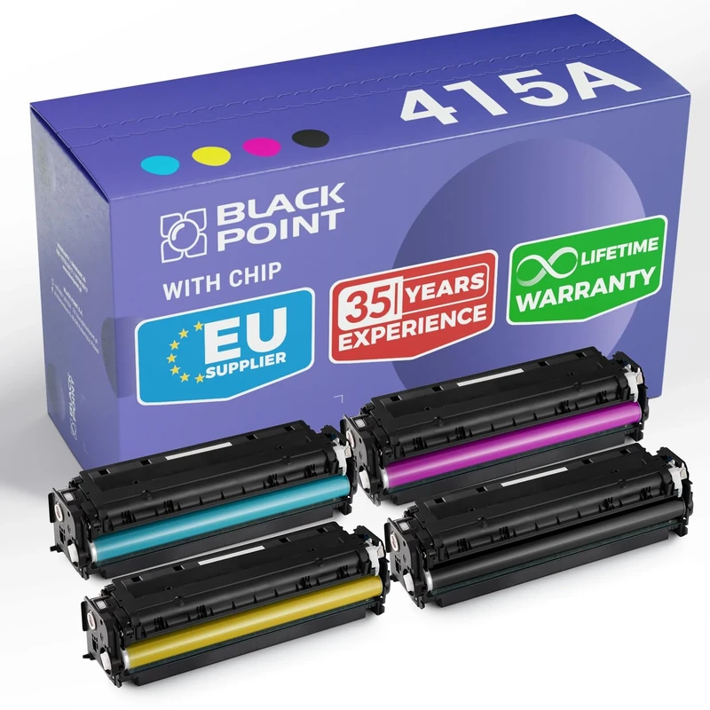 [With Chip] Black Point Toner Compatible with HP 415A HP 415 HP W2030A W2031A W2032A W2033A for HP Color Laserjet Pro M454dn M454dw MFP M479dw MFP M479fdn MFP M479fdw 479fnw TÜV-certified