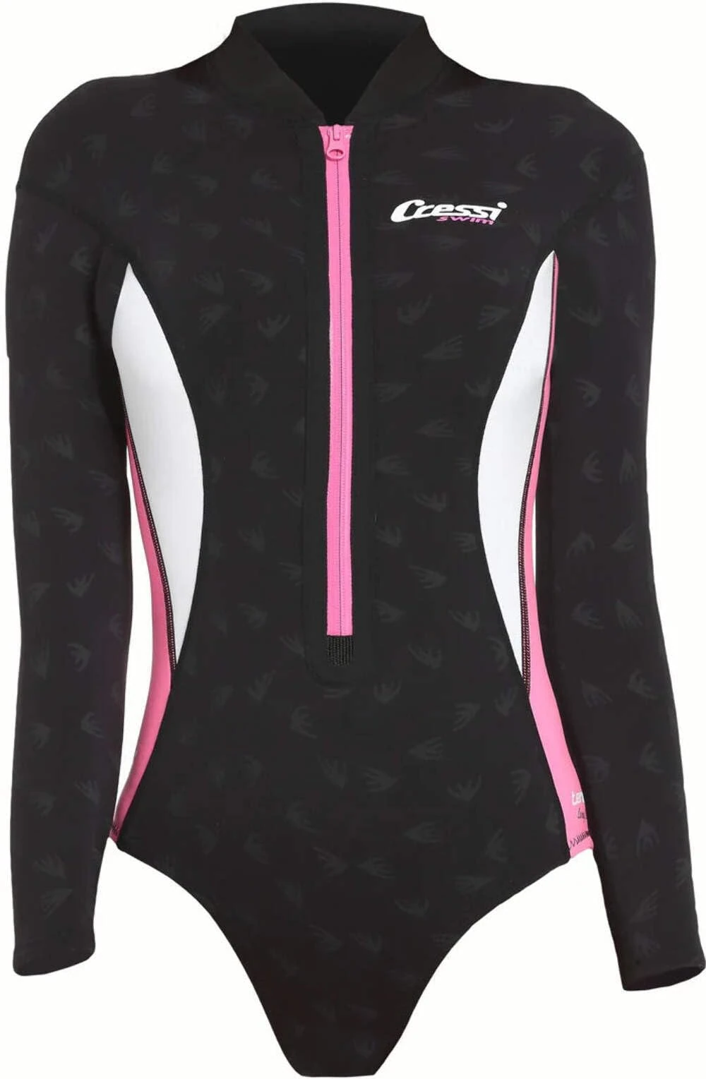 Cressi Women's Termico Lady 2mm One-Piece Swimsuit Long Sleeves Woman in High Stretch Neoprene, Black/Pink/White, M