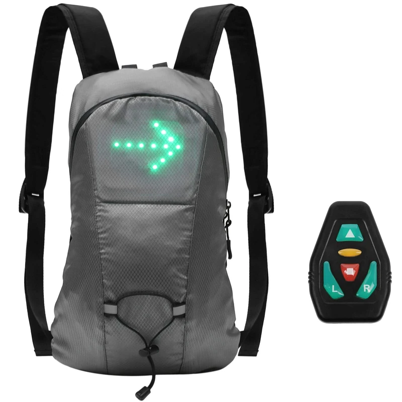 eelo Cyglo Safety Backpack For Cycling With Rear LED Signal Indicators. Reflective Rucksack with Flashing Direction Lights. Queen's Award Winner - Grey (Lite)