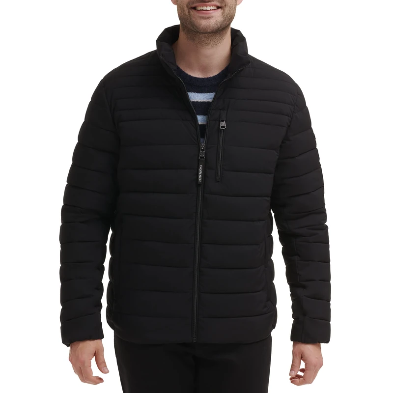 Calvin Klein Men's Packable Down Jacket, Black Stretch, XXL - Image 1