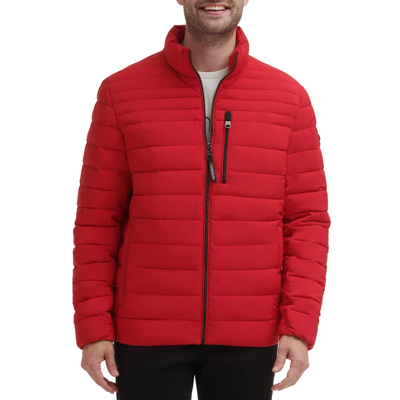 Calvin Klein Lightweight Puffer Water-Resistant Down Men’s Jacket, Deep Red, XL - Image 1