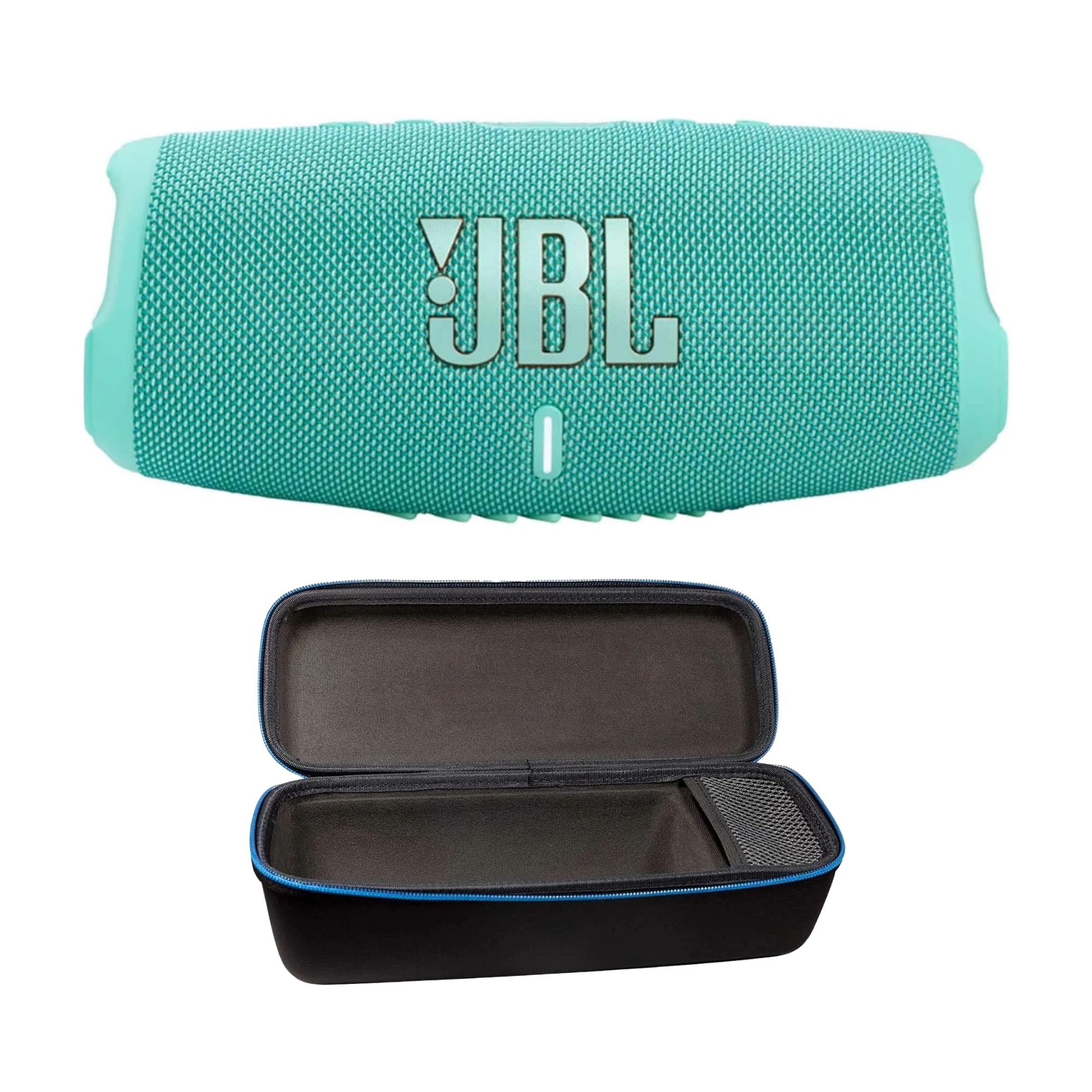 JBL Charge 5 Portable Waterproof Wireless Bluetooth Speaker Bundle with divvi! Protective Hardshell Case - Teal