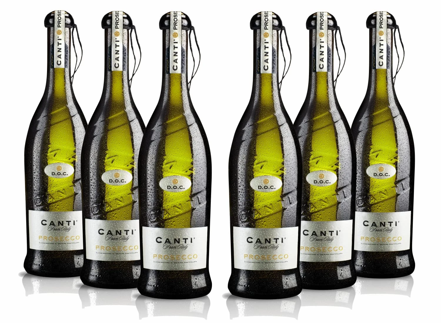 Canti - Prosecco D.O.C. Sparkling Extra Dry Wine 10.5%, Italian Glera Grape Variety from Veneto, Fruity and Floral Taste, 6x750 ml