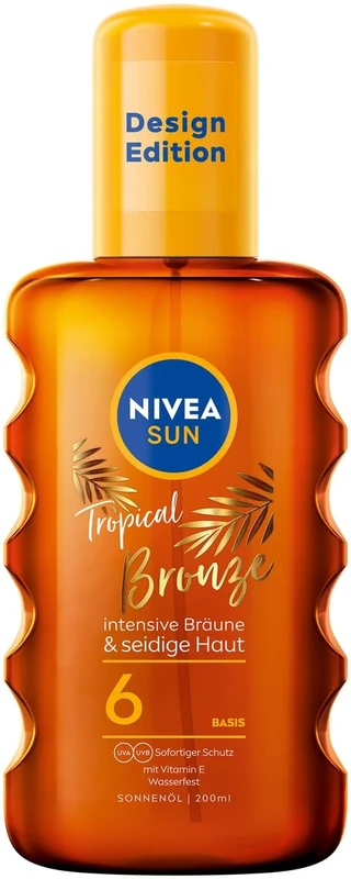 NIVEA SUN Tropical Bronze Oil Spray SPF 6 (200 ml), Sun Protection for Long-Lasting Tan without Self-Tanner, Sun Spray with Carotene Extract and Vitamin E