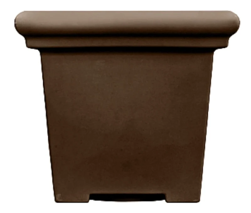 The HC Companies 24 Inch Terrazzo Large Square Planter - Rolled Rim Weather Resistant Decorative Plastic Plant Pot for Indoor Outdoor Use, Chocolate