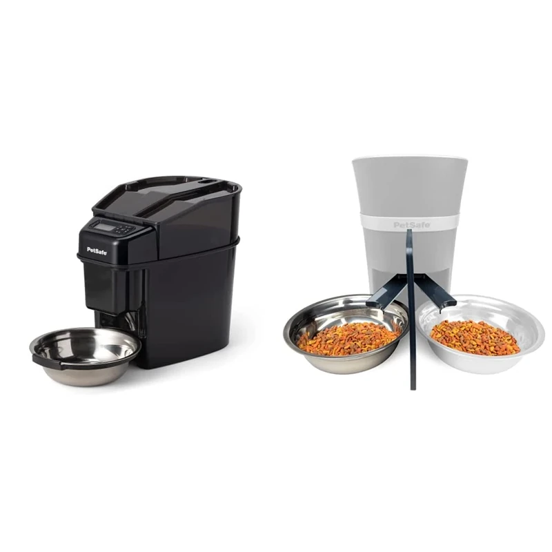 PetSafe Simply Feed Automatic Dog and Cat Food Dispenser, 5.6L Capacity & 2-Pet Meal Splitter with Bowl, Feeds 2 Pets at the Same Time, Compatible with Smart Feed & Healthy Pet Simply Feed