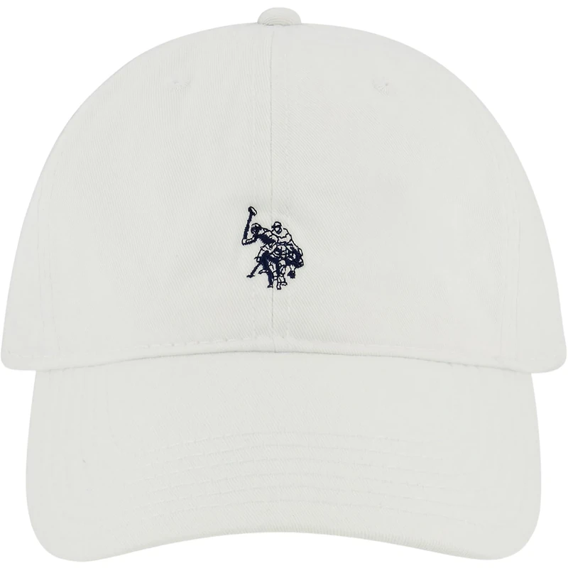 U.S. Polo Assn. Polo Pony Logo Baseball Hat, 100% Cotton, Adjustable Cap, White