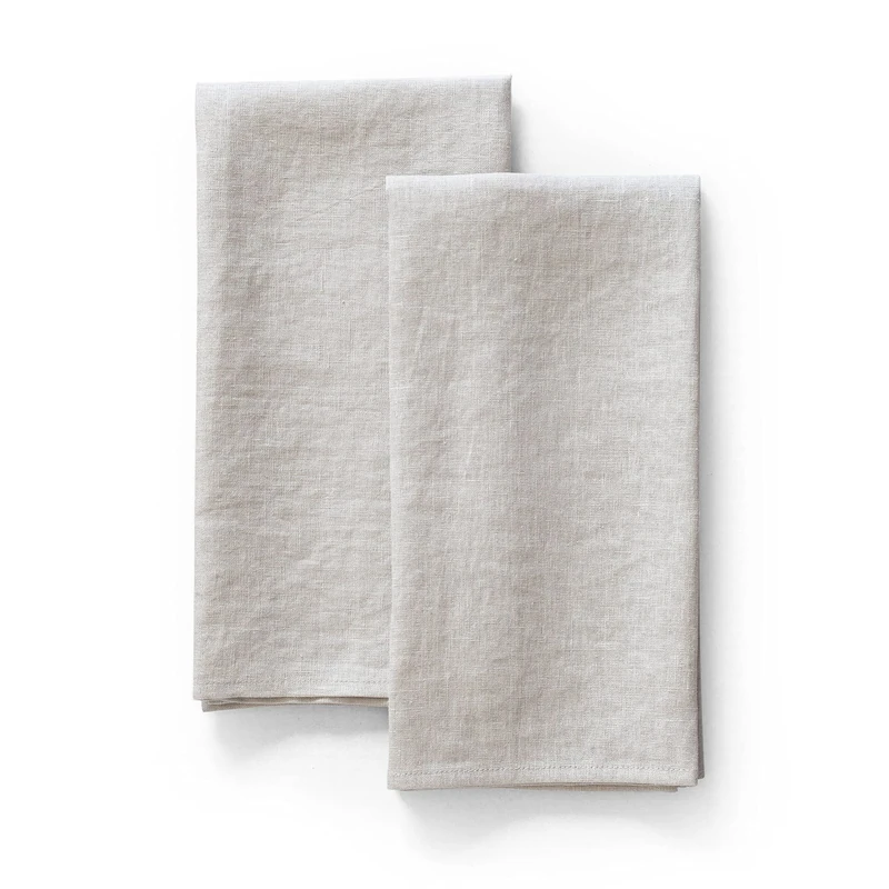 LK PureLife 100% Pure Flax Linen Kitchen Towels-20x27 Inch-Stonewashed Flax Linen-Extra Soft Quick Dry for Tea Towels Dish Towels Hand Towels-Set of 2-Natural - Image 1