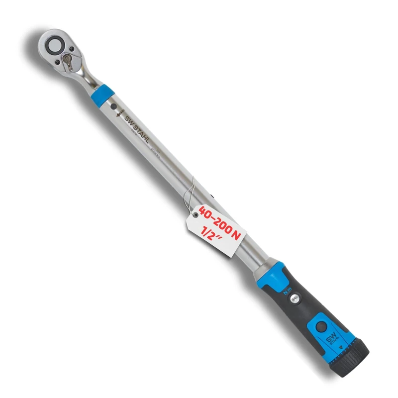 SW-Stahl 03874L Professional Torque Wrench 1/2 Inch 40-200 Nm with Switchable Ratchet Head I 48 Teeth I Trigger Accuracy ± 4% I Right Tightening I Tool for Tyre Change I Ratchet