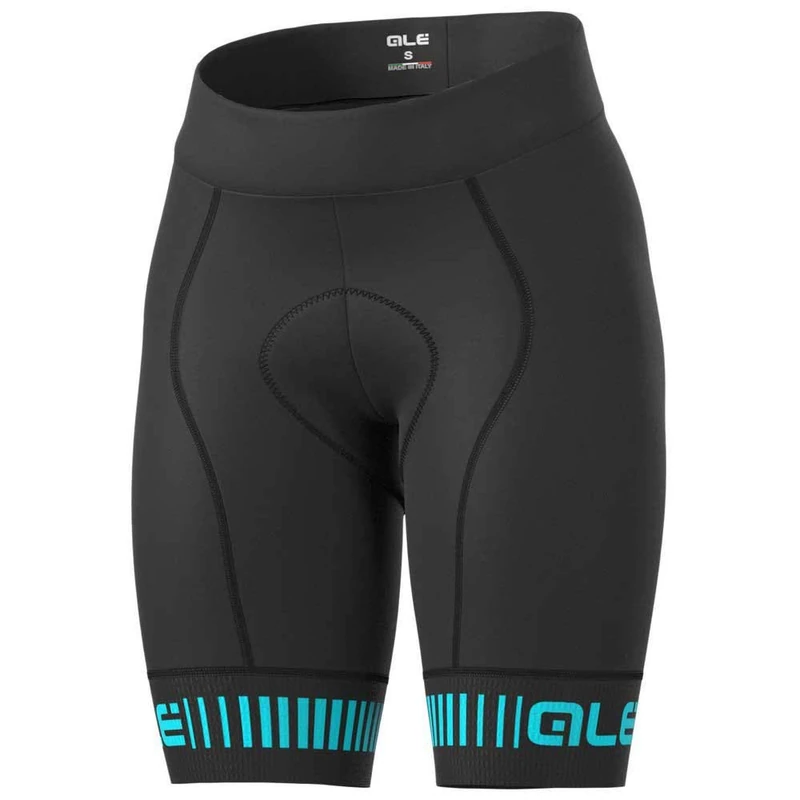 Alé Cycling Women's PRR Strada Cycling Shorts, Black/Turquoise, XS