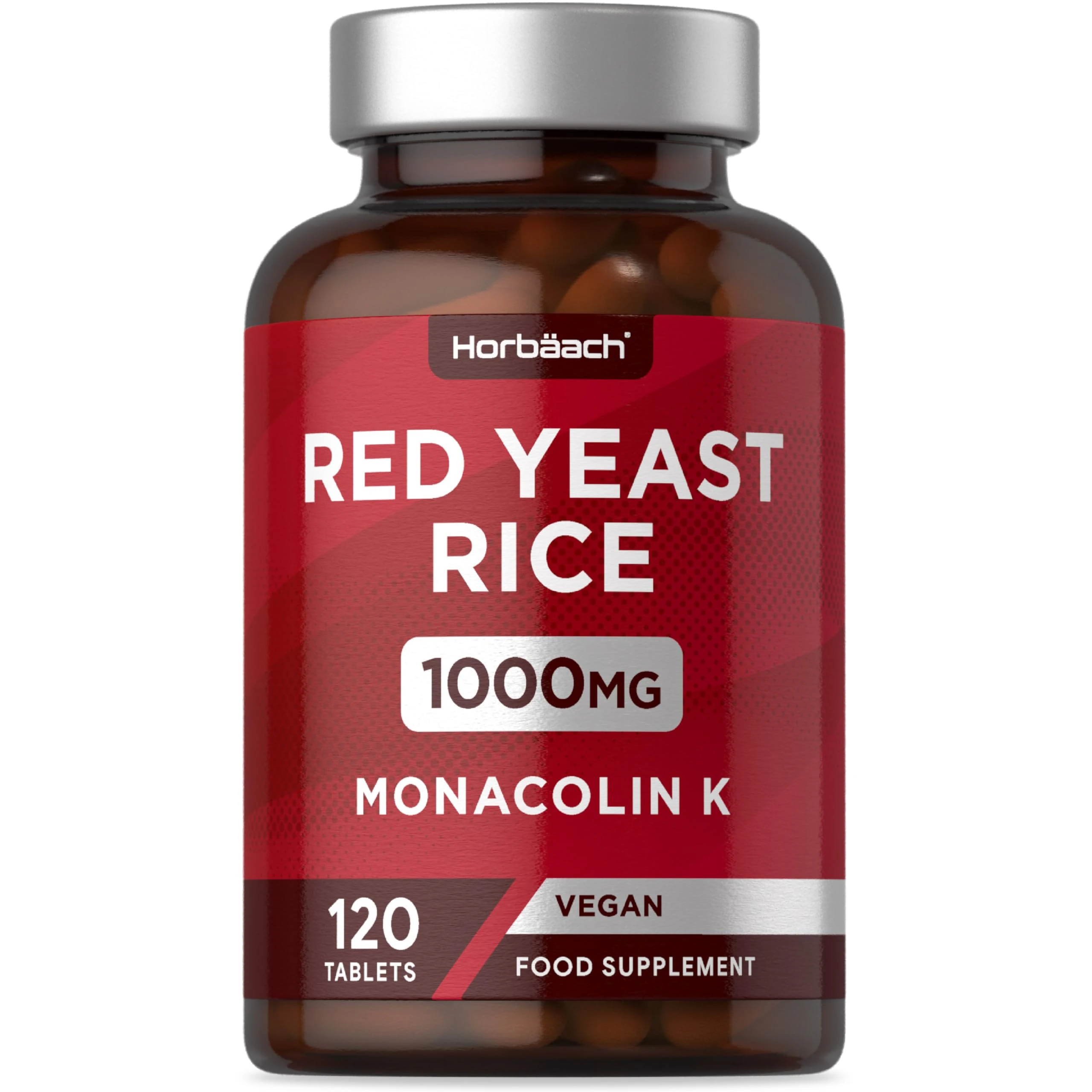 Red Yeast Rice 1000mg | 120 Vegan Tablets | High Strength Supplement with Monacolin K | by Horbaach