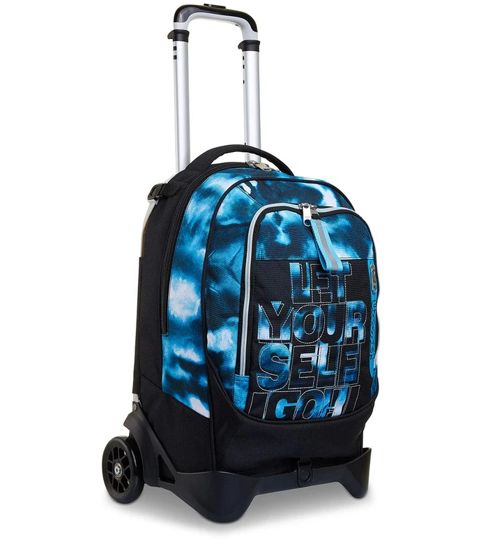 Seven Rolling backpack, JACK-2WD DIP & SKY Wheeled Book Bag, 3 in 1, Detachable Backpack + Trolley, for Teen, Girls&Boys, For School, Sport, Free Time, Laptop Sleeve, Italian Design, blue