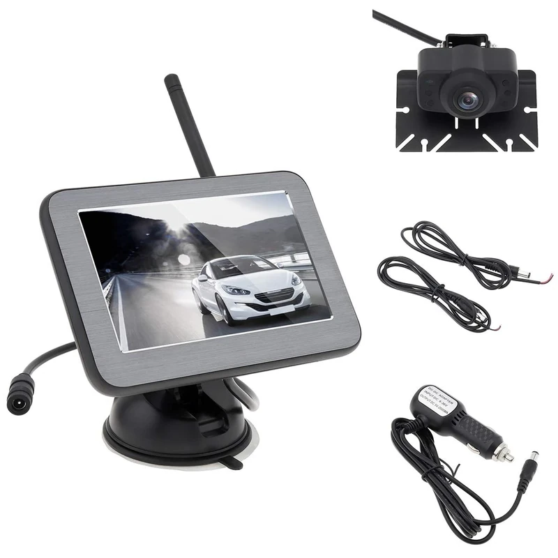 ePathChina Digital Wireless Reversing Camera Kit, 5 Inch Magnetic Bracket TFT LCD Rear View Monitor + Wide Angle Waterproof Stable Signal Night Vision Backup License Plate Camera
