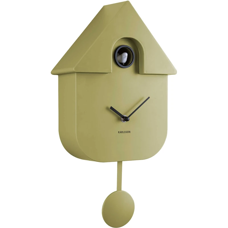 Karlsson Wall Clock Modern Cuckoo Olive Green 40 x 9 x 23 cm Excl. 3 AA Batteries