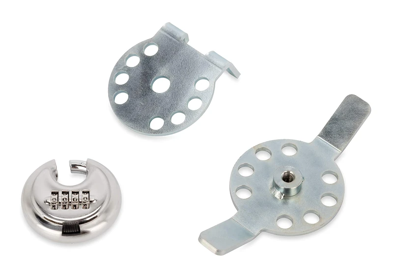 Camco Double Propane Tank Locking Device | Safely Secures (2) Propane Tanks to Your RV for Theft Prevention | Lock Included | Works with Conventional and Airstream Setups (40590)