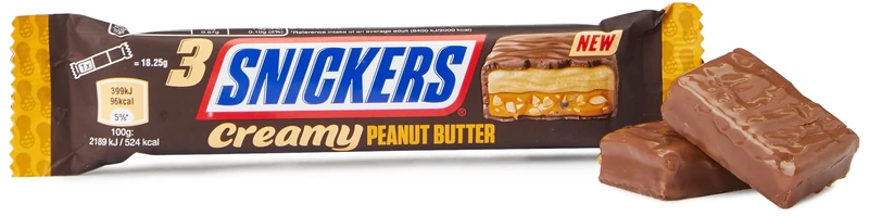 Snickers Creamy Peanut Butter Chocolate Trio Bar, 54.75 g (Pack of 1)