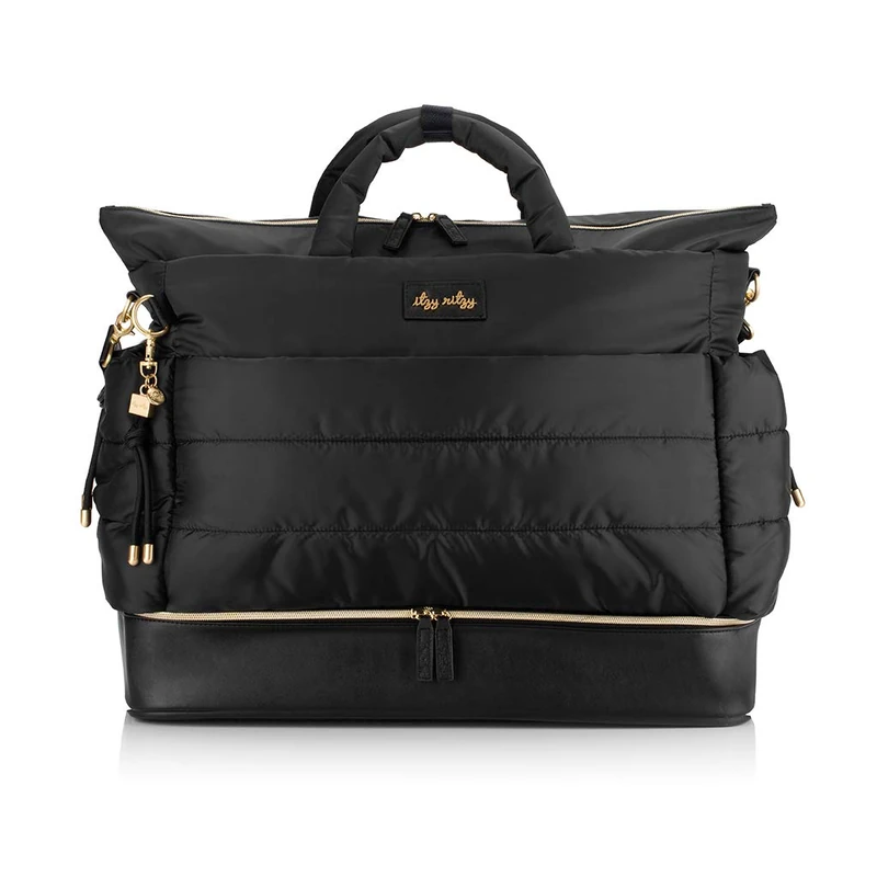 Itzy Ritzy Dream Weekender Lightweight Travel & Hospital Bag Features Base Compartment & 12 Pockets, Midnight Black - Image 1