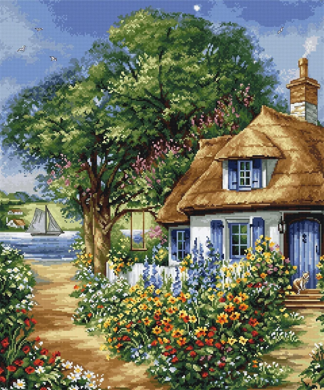 Cross Stitch Kit Luca-S - Summer Landscape, BU5000, Needlecraft Kit - Image 1