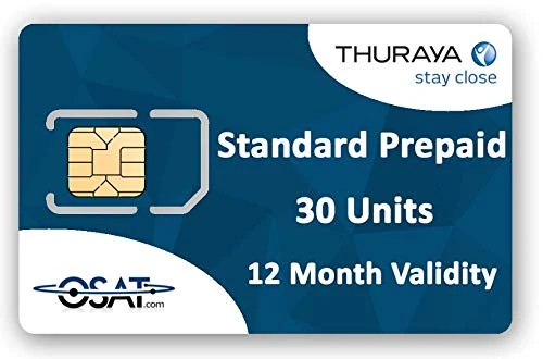 OSAT Thuraya STANDARD Prepaid SIM Card with 30 Units (20 Minutes) 30 Days Validity for XT LITE, XT-PRO DUAL, XT PRO, ONE Smart Satellite Phones - Voice, Text Messaging, SMS