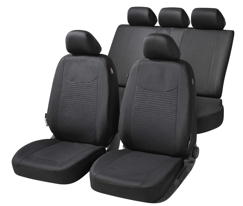 Walser Speedway Car Seat Covers with Zip, Zipp-IT Protective Covers Complete Set, 2 Front Seat Covers, 1 Rear Seat Cover, Black, 11859