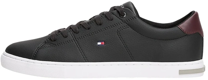 Tommy Hilfiger Men’s Essential Leather Detail Vulcanised Trainers, Black (Black), 6.5