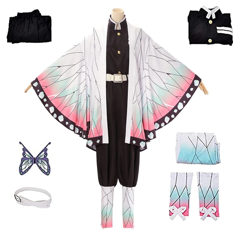 Anime Womens Cosplay Costumes Kochou Shinobu Suit Full Set Halloween Party Outfit (Kochou Shinobu, M)